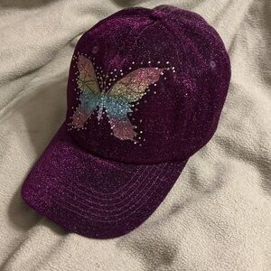 Purple Glitter Butterfly Women's Cap